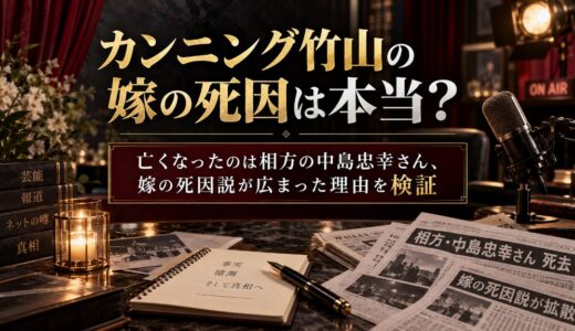 カンニング竹山の嫁の死因は本当？亡くなったのは相方の中島忠幸さん、嫁の死因説が広まった理由を検証
