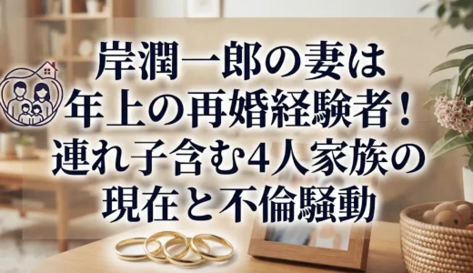 岸潤一郎の妻は年上の再婚経験者！連れ子含む4人家族の現在と不倫騒動