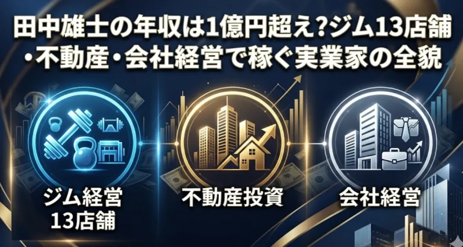 田中雄士の年収は1億円超え？ジム13店舗・不動産・会社経営で稼ぐ実業家の全貌