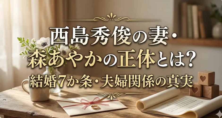 西島秀俊の妻・森あやかの正体とは？結婚7か条・夫婦関係の真実